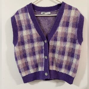 Zara Jeweled Button Oversized Soft Felted-Look Sweater Vest